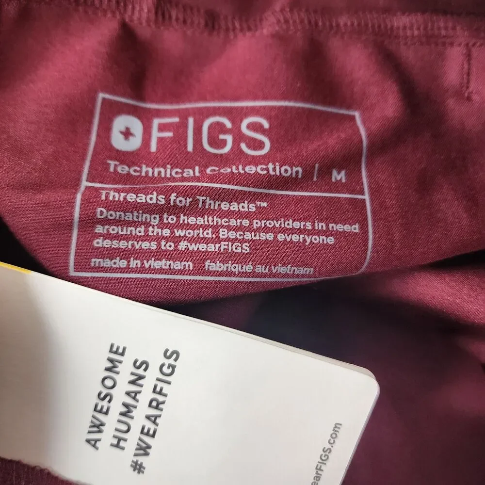 FIGS Chesoi Classic Jogger Pants Mens Medium Medical Scrubs Burgundy NWT